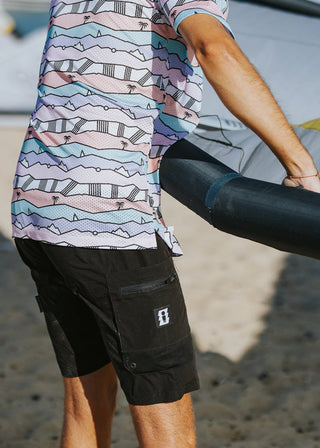 OVERSEAS BLACK HYBRID BOARDSHORTS
