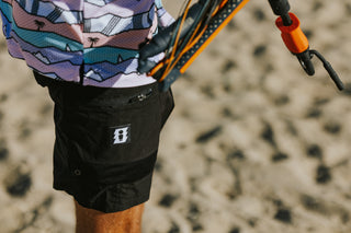 OVERSEAS BLACK HYBRID BOARDSHORTS