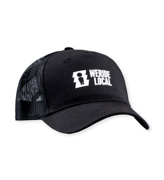 We Ride Local THUNDER black jockey cap featuring front silk printed thunder design, curved brim, adjustable back strap.