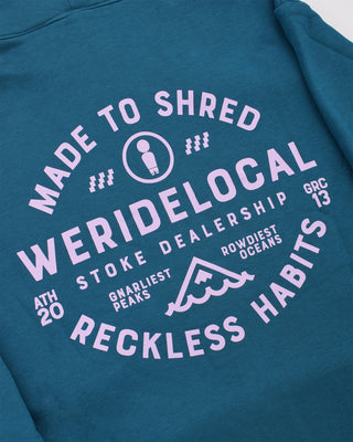 Shredders Teal Zip Hoodie - WERIDELOCAL