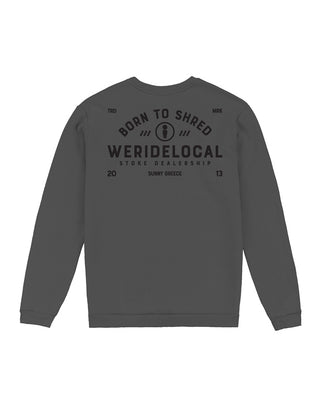 Born To Shred Charcoal Crew Hoodie - WERIDELOCAL