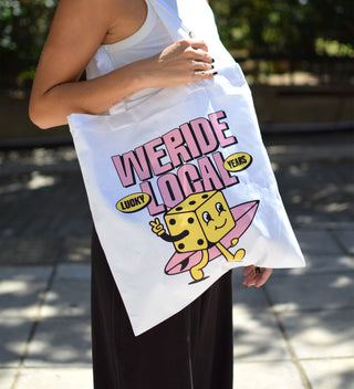 SURFIN' DIE WHITE TOTE BAG