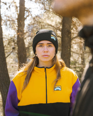 WE RIDE LOCAL X LIVE ON TOP BLACK BEANIE - WERIDELOCAL