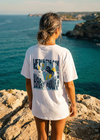 Happy Hour White Tee - WERIDELOCAL