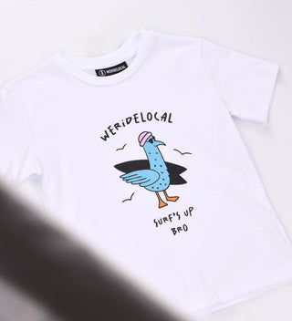 SURF'S UP WHITE KIDS TEE - WERIDELOCAL