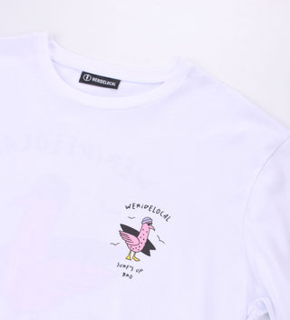 SURF'S UP WHITE TEE - WERIDELOCAL