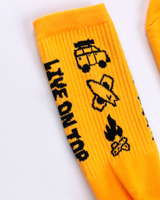 WE RIDE LOCAL X LIVE ON TOP GOLD SOCKS - WERIDELOCAL