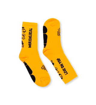 WE RIDE LOCAL X LIVE ON TOP GOLD SOCKS - WERIDELOCAL