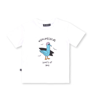 SURF'S UP WHITE KIDS TEE - WERIDELOCAL