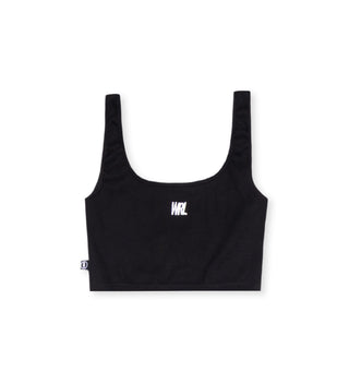 MONOGRAM RIBBED BLACK CROP TOP