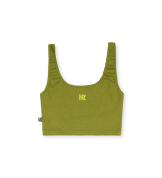 MONOGRAM RIBBED OLIVE CROP TOP