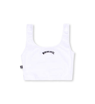 TYPO WHITE RIBBED CROP TOP - WERIDELOCAL