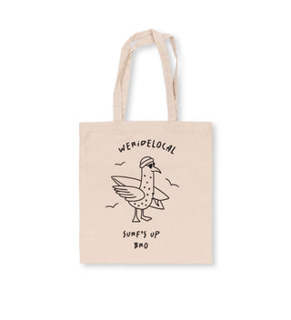 SURF'S UP BEIGE TOTE BAG - WERIDELOCAL