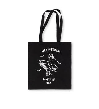 SURF'S UP BLACK TOTE BAG - WERIDELOCAL