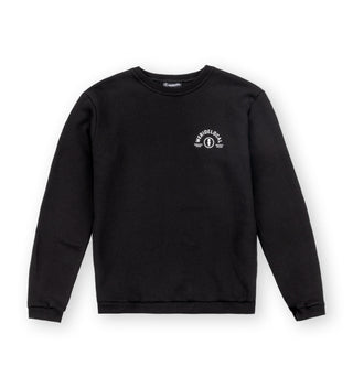 We Ride Local All Terrain Black Crewneck – front view, black crewneck sweatshirt, unisex streetwear style