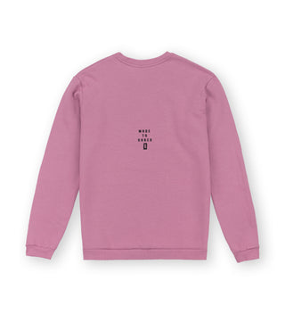 Back view of We Ride Local Division Dusty Rose Crewneck – minimal design, soft cotton blend