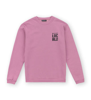 We Ride Local Division Dusty Rose Crewneck – front view, dusty‑rose colour, relaxed unisex fit streetwear
