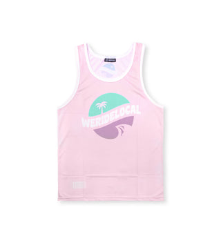 We Ride Local Funbadge jersey in baby pink – basket style mesh and loose fit