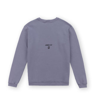 Back view of We Ride Local Low Rider Pale Violet Crewneck – minimal design, relaxed unisex fit