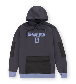 Graphite long hoodie Stomper by We Ride Local featuring thumb holes and front kangaroo pocket